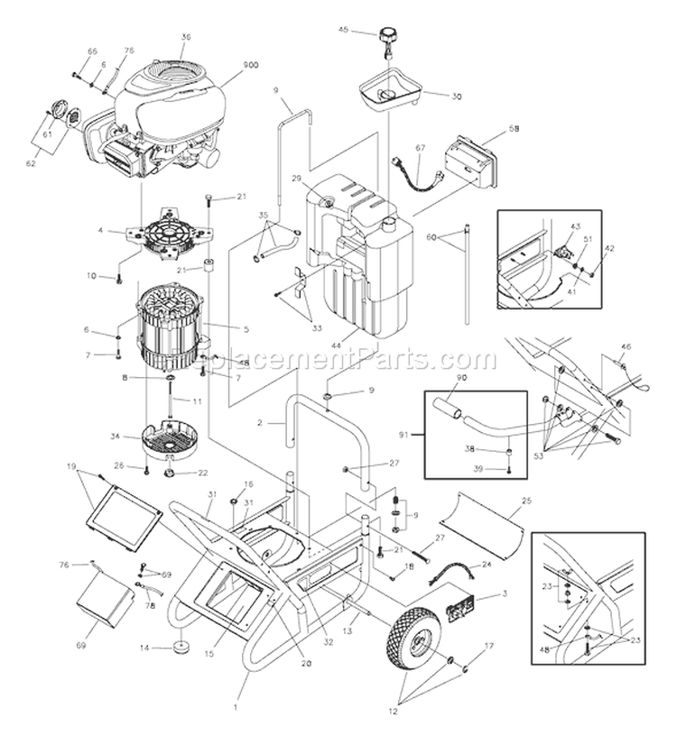 Main Unit Diagram and Parts List for 030237-0  Briggs and Stratton Generator